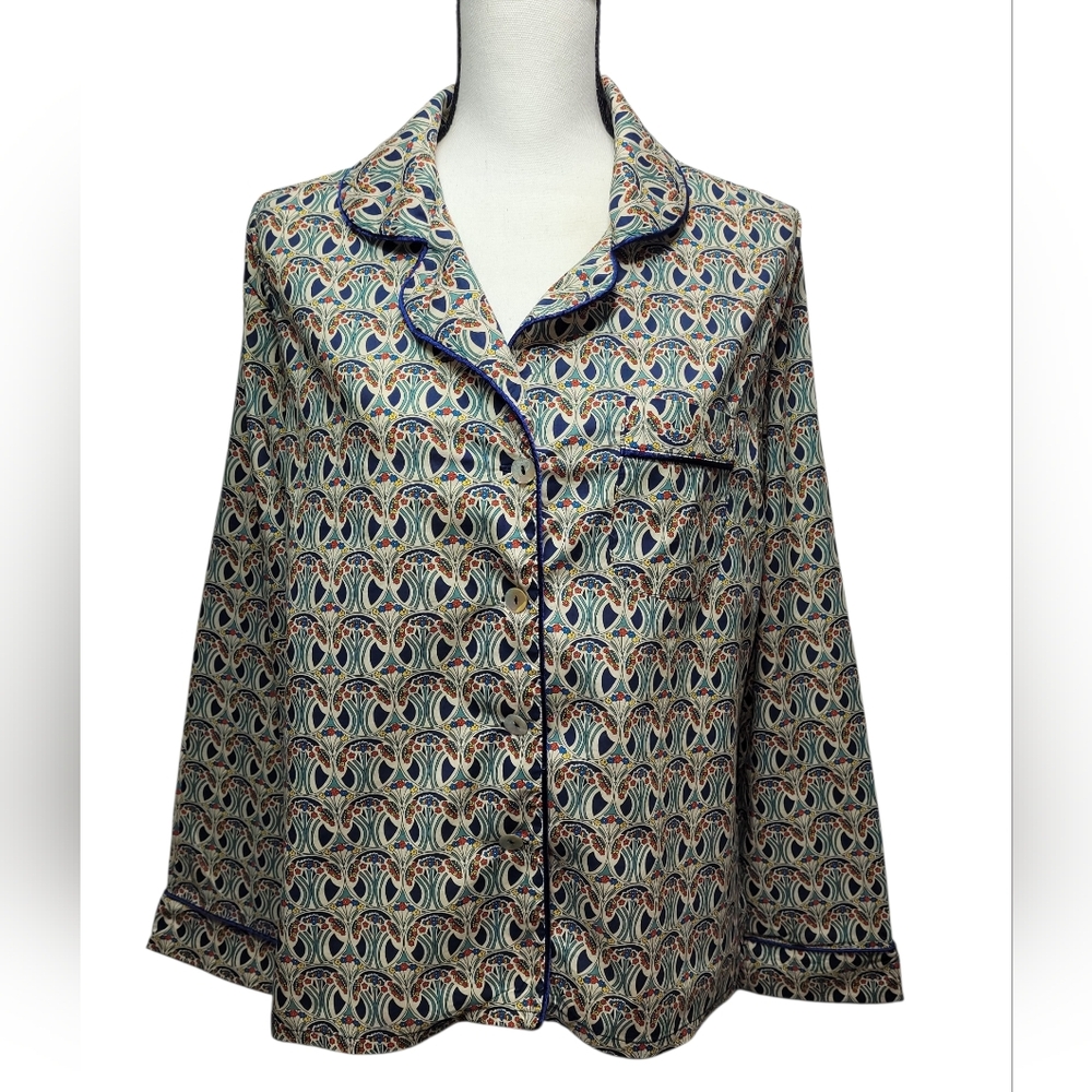 Liberty Of London Tana Lawn Cotton Fabric "Mauverina" Pajama Top - Picture 3 of 12